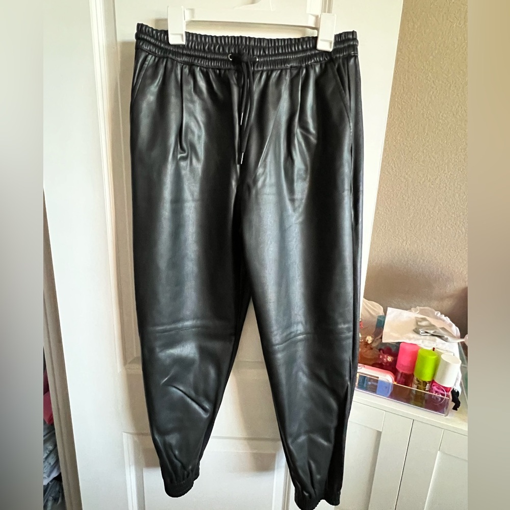 Zara Black Faux Leather Joggers